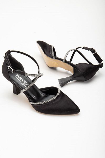 Ventes Satin Women's Shoes - 7 Cm Heel, Cross Stone Detail