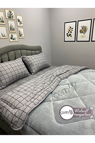 Çetinhome Двоспальний комплект ковдр Welsoft з димчастим квадратним візерунком