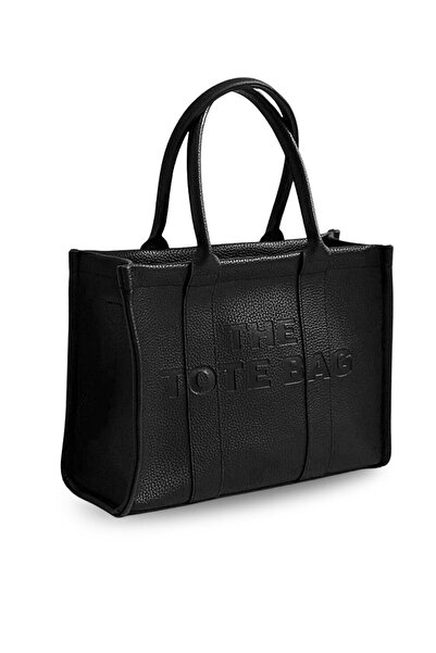 Genel Markalar Kadın Siyah Tote Bag Baskılı El Ve Omuz Çanta
