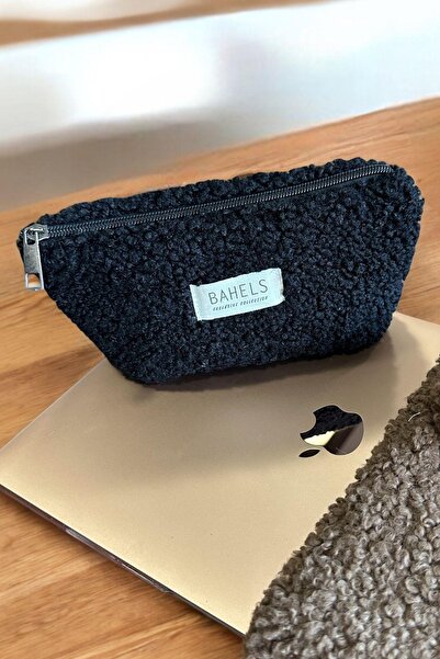 BAHELS Teddy Siyah Fermuarlı Tek Gözlü Cüzdan Makyaj Çantası Kalemlik Kalem Kutusu