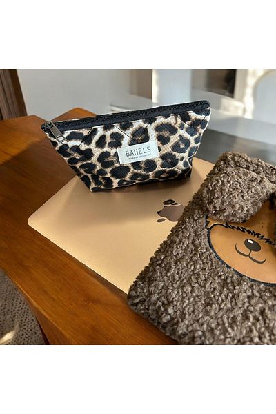 BAHELS Μολυβοθήκη μονής θήκης με φερμουάρ Leopard - Πορτοφόλι και τσάντα μακιγιάζ