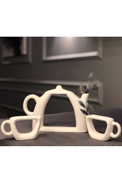 AstreHome Özgün Tasarım Dekoratif Çay Seti Vazo 3'lü Takım