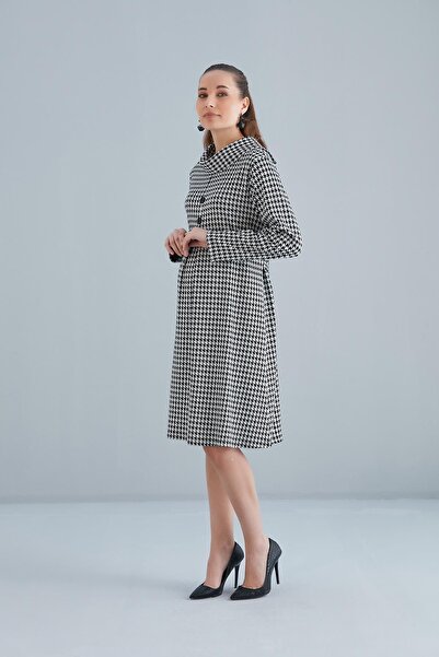 LİYACA Regular Maternity Tunic Dress Degaje Collar Crowbar