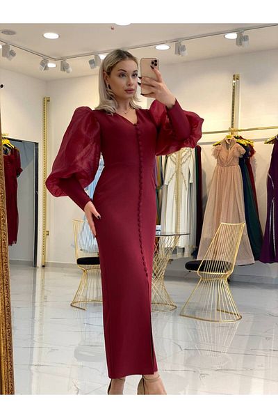 H4K MODA Simple Evening Dress with Knot