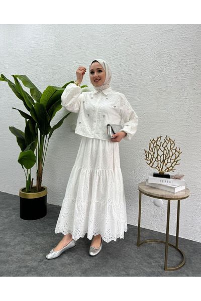ETEKEVİM Scallop Skirt Suit