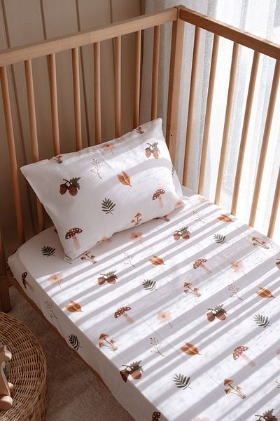 Lollie Baby&Kids Baby Crib, Park Bed, Mother's Side (70X110 CM) Elastic Sheet Set - Forest