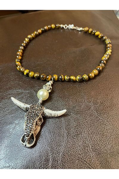 THİNBLACK Bubolo Necklace with Zircon Stone and Natural Stone Pearl Detail