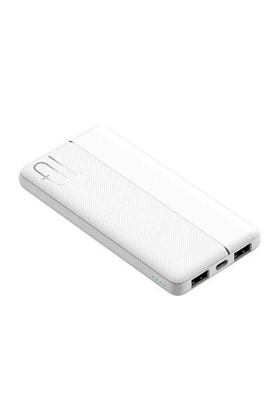 WIWU Powerbank 10000mAh Wiwu Wi-P032 Çift USB ve Type-C Portlu PD LED Işık Göstergeli Beyaz