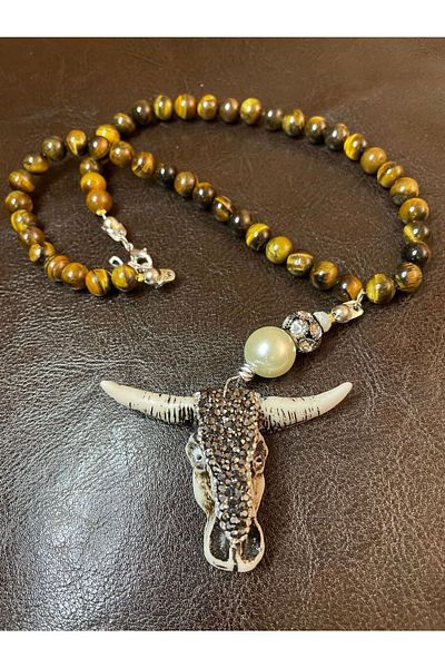THİNBLACK Bubolo Necklace with Zircon Stone and Natural Stone Pearl Detail