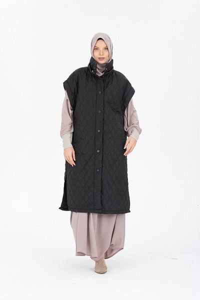 VALENS BOUTİQUE Detachable Hooded Puffer Vest with Low Sleeve and Zipper