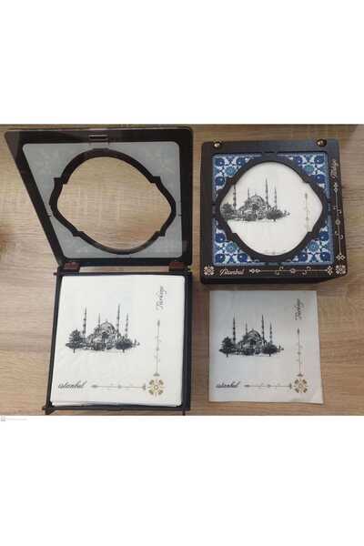 ÖZEL AHŞAP KUTULU Baskılı Sunum Peçete (30*30 ÇİFT KAT 50 Lİ PAKET )