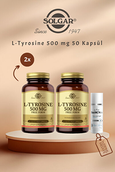 Solgar L-Tyrosine 500 mg 50 Kapsül Takviye Edici Gıda 2 Adet + Jel Hediyeli Set