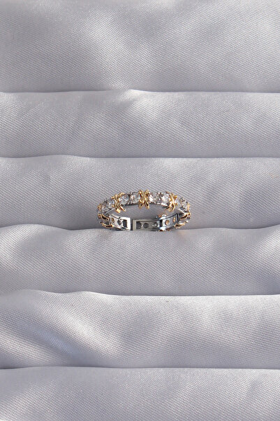 Moka Shopin Mokashopin - Brass Silver Zircon Stone, Xoxo Model Adjustable Ring