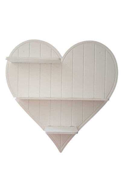 st koleksiyon hobi antika Ahşap Boyalı MDF Dekoratif Kalp Duvar Rafı - Terek