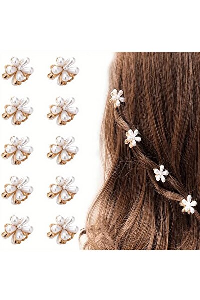 EliraToka Κομψές καρφίτσες μαλλιών με 4 τεμάχια πέρλες, σετ 4, χαριτωμένο κλιπ με μανταλάκια σε σχήμα λουλουδιών διπλής όψης