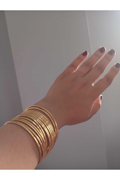 Genel Markalar 14 Ayar Altın Kaplama Ince Tırtıklı Ajda Parlak Sade 1 Adet Bilezik
