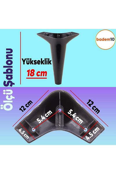 Badem10 Set Aspen de 6 - Unitate TV M8 neagră de 18 cm cu scaun și canapea