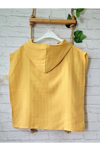 Alpar Tekstil Hooded Muslin Poncho Kids Shoes - for Sea, Beach, Pool / Yellow