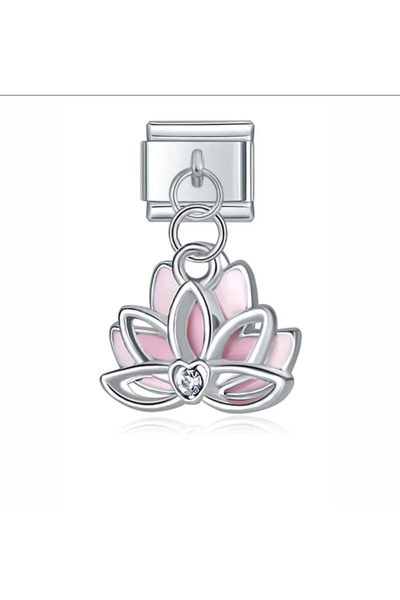 RoseCo00 Sallantılı Lotus Çiçeği İtalyan Bileklik Charmı