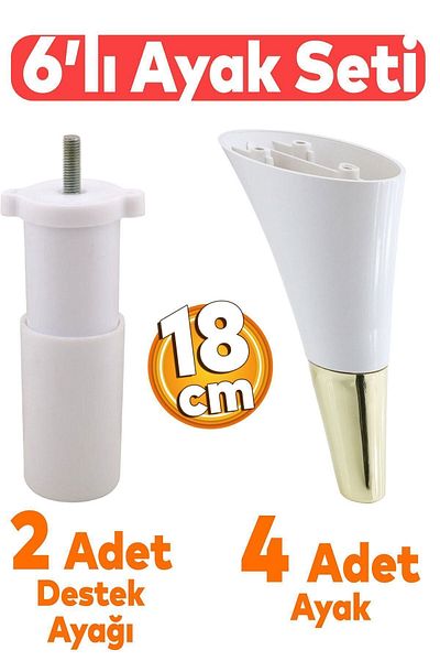 Badem10 Clara Set 6 Mobilier Canapea Canapea Consolă Pat Unitate TV Suport Picior 18 Cm Picioare Crem
