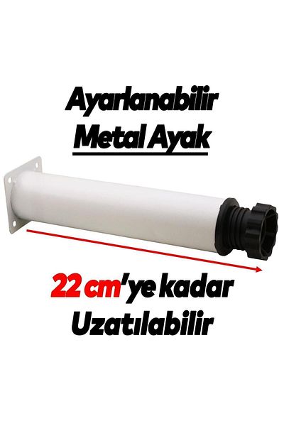 Badem10 Mobilier reglabil Canapea Consolă Fotoliu Suport metalic Riser Picior alb 20 Cm 4 buc