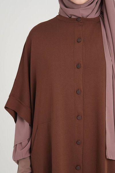 VALENS BOUTİQUE Mercerized Poncho με κουμπωτό κλείσιμο χιτζάμπ Poncho χωρίς κουκούλα