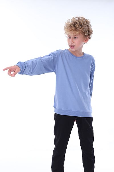 ZUZUNGA Hanorac supradimensionat din bumbac de culoare albastră unisex (2-11 ani)
