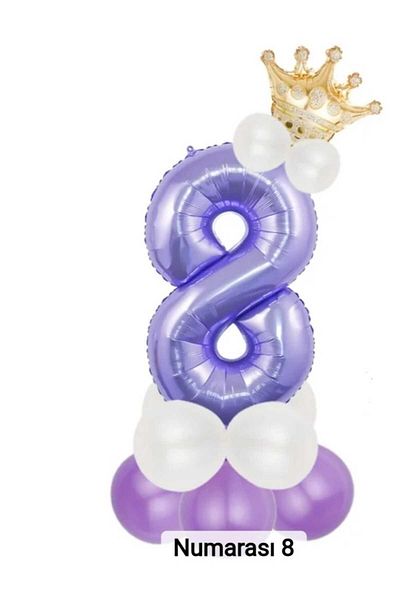 DÜVENCİ TİCARET Purple Colored Foil Balloon with King Crown
