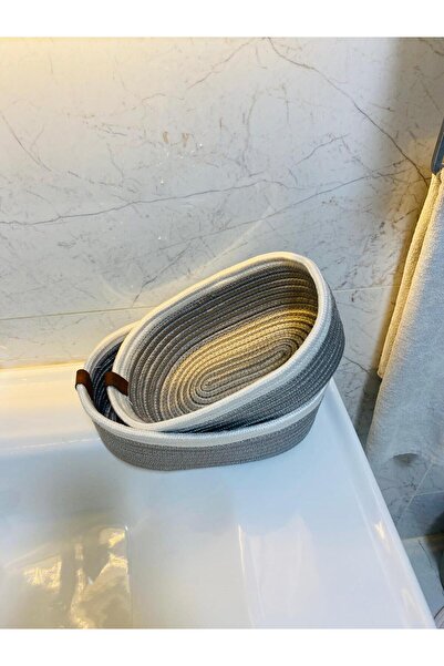 ModaCardin Σετ 2 Καλάθια Οργάνωσης από Γιούτα και Ψάθινο - Σετ μπάνιου σε στυλ Bohemian και Nordic