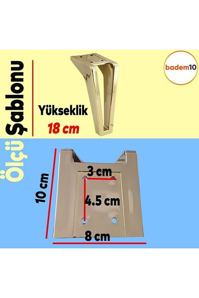 Badem10 Set Penta de 6 - Unitate TV, Consolă, Fotoliu și Canapea Suport, Picioare Aurii de 18 Cm, Șuruburi M8