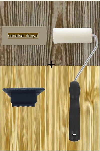 Sanatsal Dünya Budak Technical Practice Set - Wooden Pattern, Brush and Roller Gift