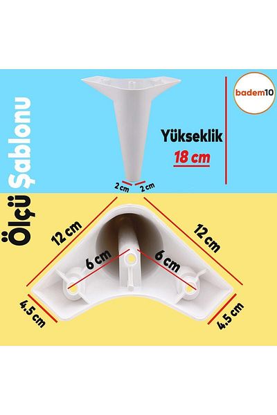 Badem10 Aspen Set 6 Mobilier Unitate TV Fotoliu Canapea Consolă Suport Picior Picioare 18 Cm Alb M8