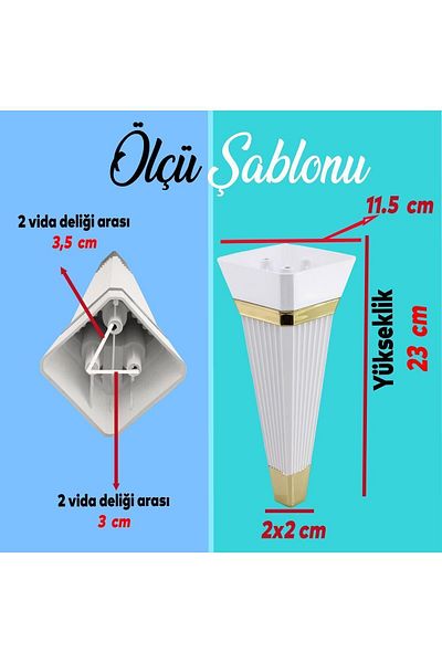 Badem10 Mobilier de lux Alcazar - 23 Cm Canapea Aur Alb Unitate TV Fotoliu Picior Consolă
