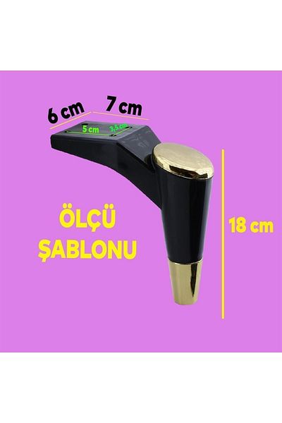 Badem10 Maya Luxury Black Gold Consolă TV - 18 Cm Picior de scaun