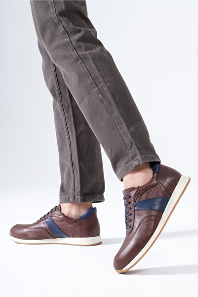 CZ London Brown - Genuine Leather Men's Sneakers Lace-Up Comfortable Sole Sneakers