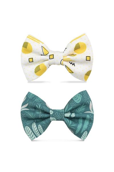 Lusi Doog Geometric Pattern and Forest Themed 2-piece Dog Bow Tie Set - Only Bow Tie Leash, Not Leash