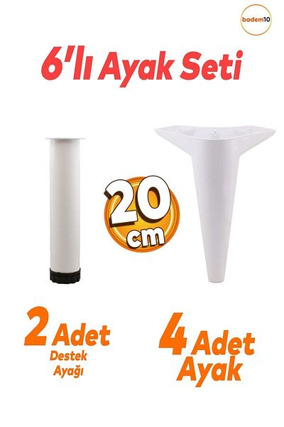 Badem10 Aspen Set 6 Mobilier Unitate TV Fotoliu Canapea Consolă Suport Picior Picioare 20 Cm Picior Alb