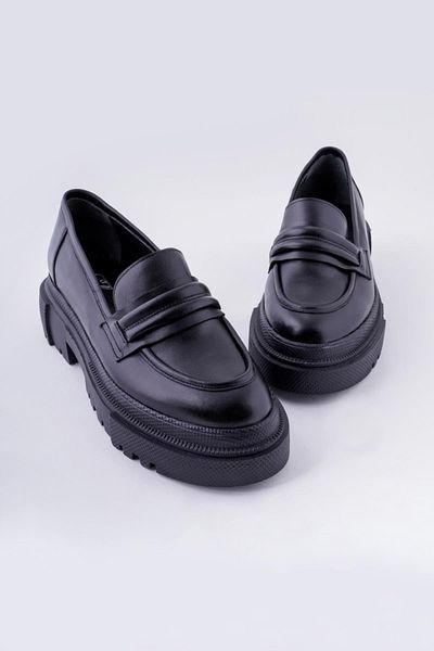 CZ London Genuine Leather Women's Thick Sole Serrated Loafer Casual Shoes