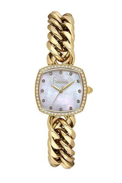 Freelook Gold Renk Çelik Kadın Kol Saati Zincir Bileklik Tarzı FL.1.10463-2