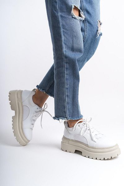 CZ London Beige Suede Lace-up Mesh Detailed High Sole Women's Sneakers