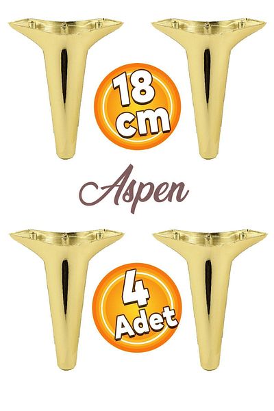 Badem10 Aspen Mobilier de lux Canapea Fotoliu Unitate TV Consolă Picior Picioare 18 Cm Aur Aur Picior (4 buc.)