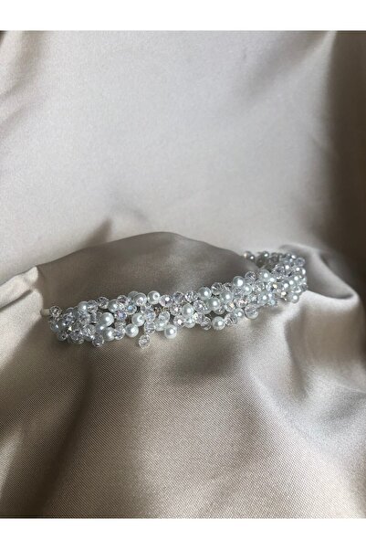 DOĞA ART STORE Νυφικό στέμμα με χάντρες από πέρλες και κρύσταλλο