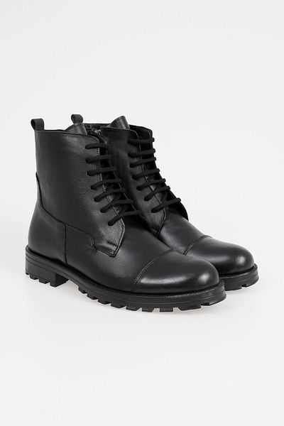 CZ London Herren-Schnürstiefel aus echtem Leder, klassische Winterschuhe mit Reißverschluss