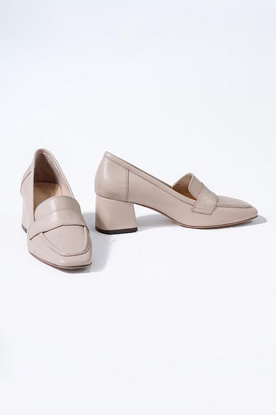 CZ London Genuine Leather Women's Loafer Shoes Thick Heels