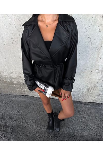 Ekim Store Leather Jacket - Rope Drawstring Design