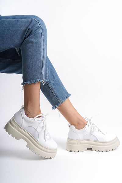 CZ London Beige Suede Lace-up Mesh Detailed High Sole Women's Sneakers