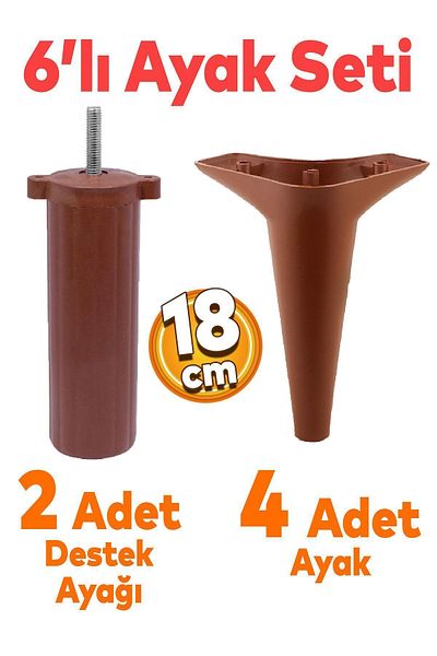 Badem10 Aspen Set 6 Mobilier Unitate TV Fotoliu Canapea Consolă Suport Picior Picioare 18 Cm Maro
