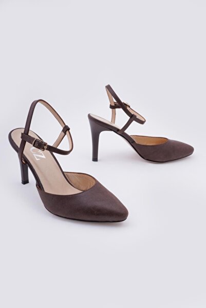 CZ London Genuine Leather Women's Heeled Shoes with Ankle Strap