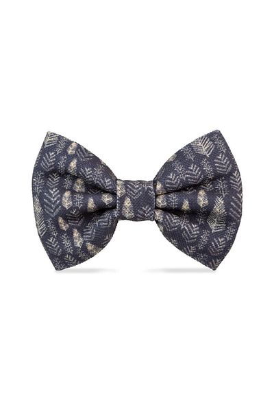 Lusi Doog Navy Blue and Autumn Patterned Black Dog Bow Tie - Set of 2