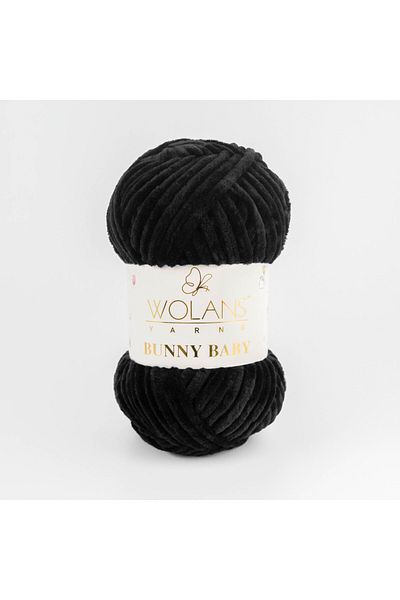WOLANS Μαύρο μαλακό βελούδο 410 Model Bunny Baby Toy - 100gr 120mt Πλεκτό νήμα